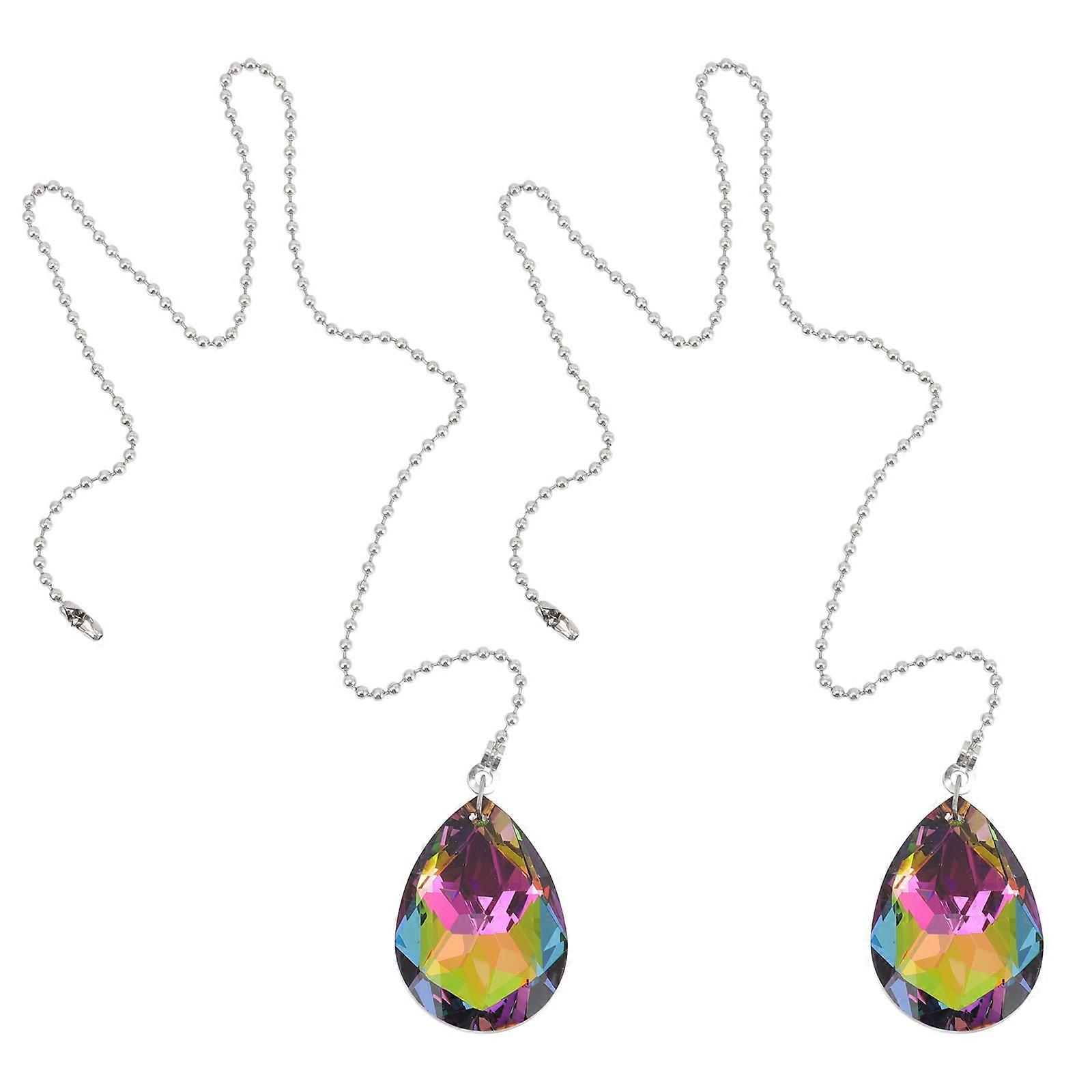 Design Colorful Crystal Pendants 2Pcs Light Refraction Home Decoration Accessories 50X3.5CM