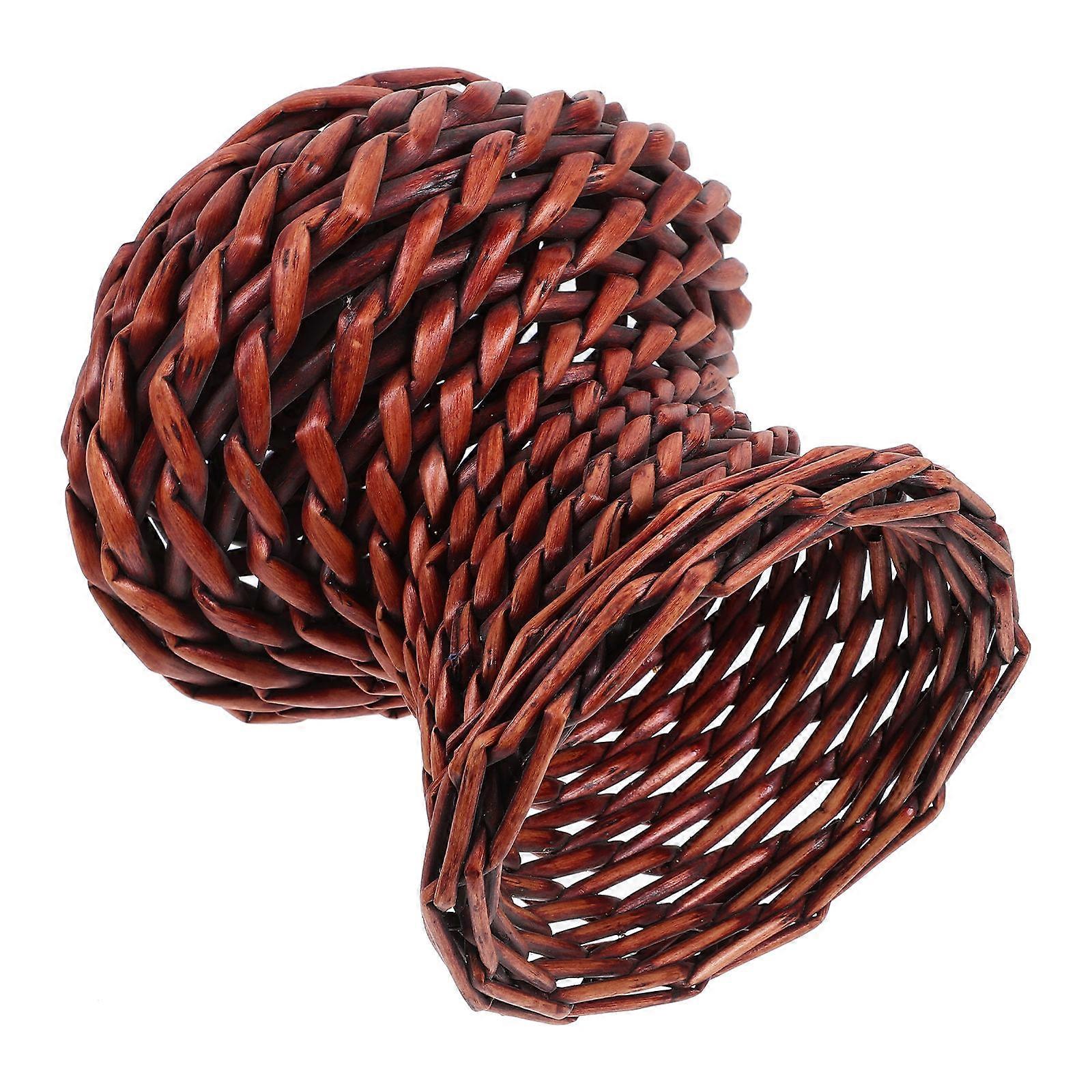 Dark Brown Wicker Woven Flower Vase for Storage with Stable Bottom Decorative Artificial Flower Vase 7.87 Inches
