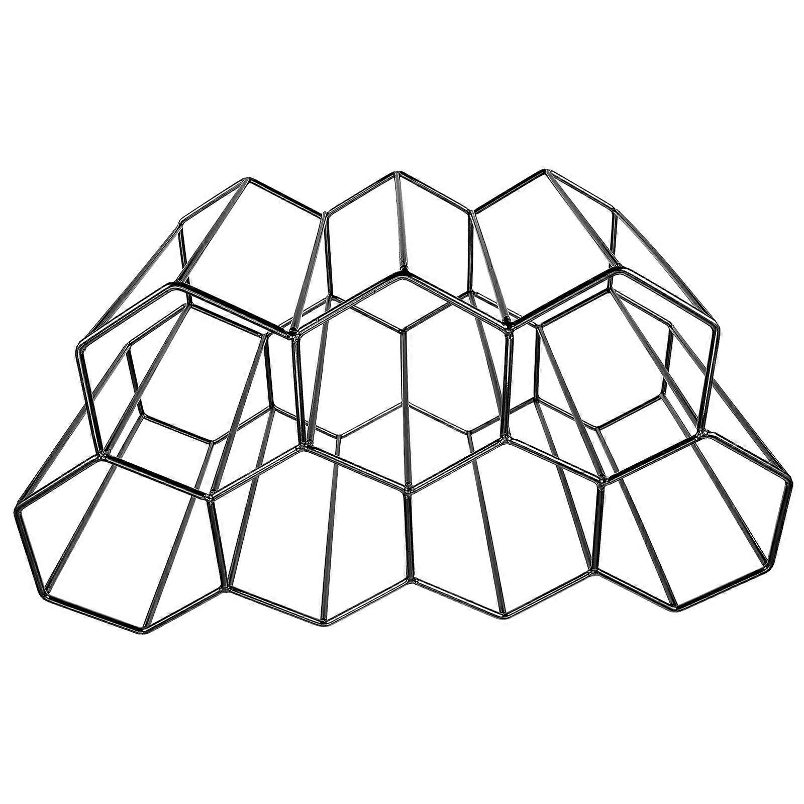 Stylish Honeycomb Metal Wine Rack For Wine Lovers To Organize Bottles On Countertop With 1 Set