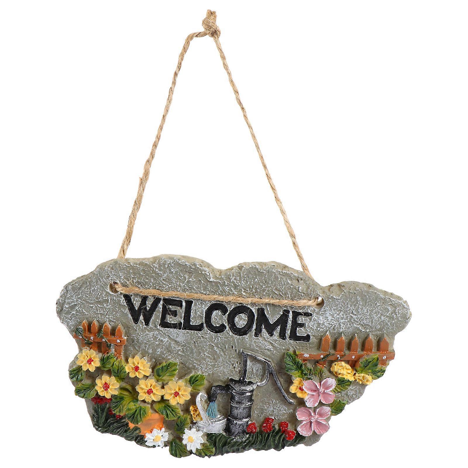 Multi Color Resin Hanging Ornament for Decor Creative Welcome Door .5 Inches