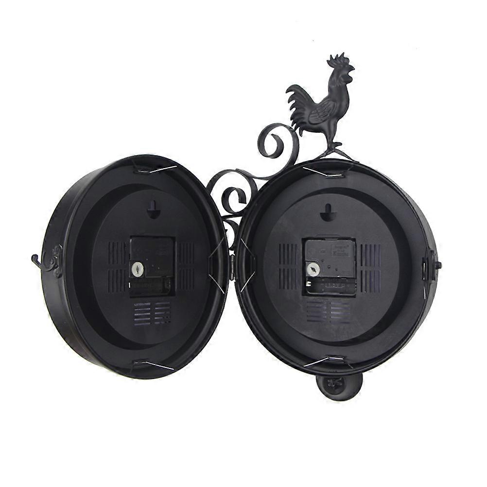 Wrought Iron Wall Clock for Time Counting Outdoor Double-Sided Bell Shape