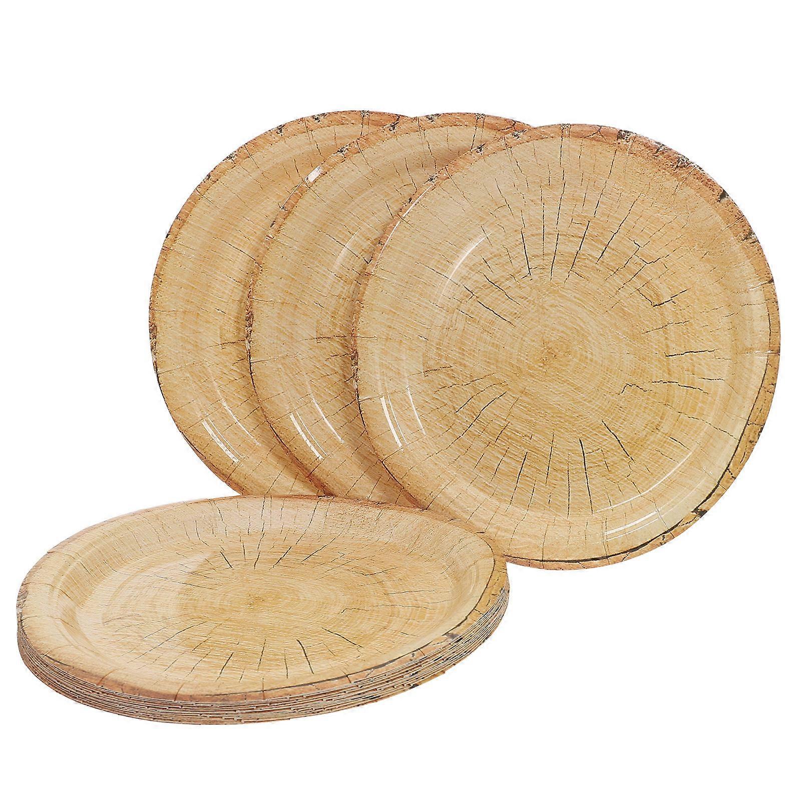 16pcs Rustic Wood Grain for Weddings, Outdoor Picnics, Birthdays, and Theme Parties – Stylish, Convenient for Effortless Cleanup