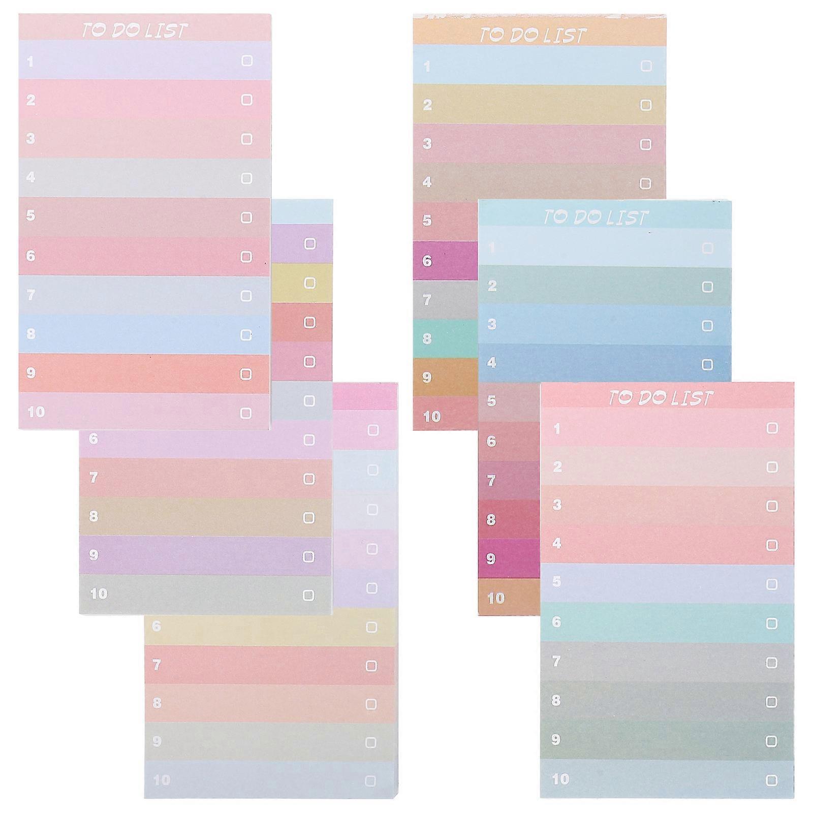 Student Paper Memo Pad 6Pcs Assorted -Adhesive for Office Note Taking