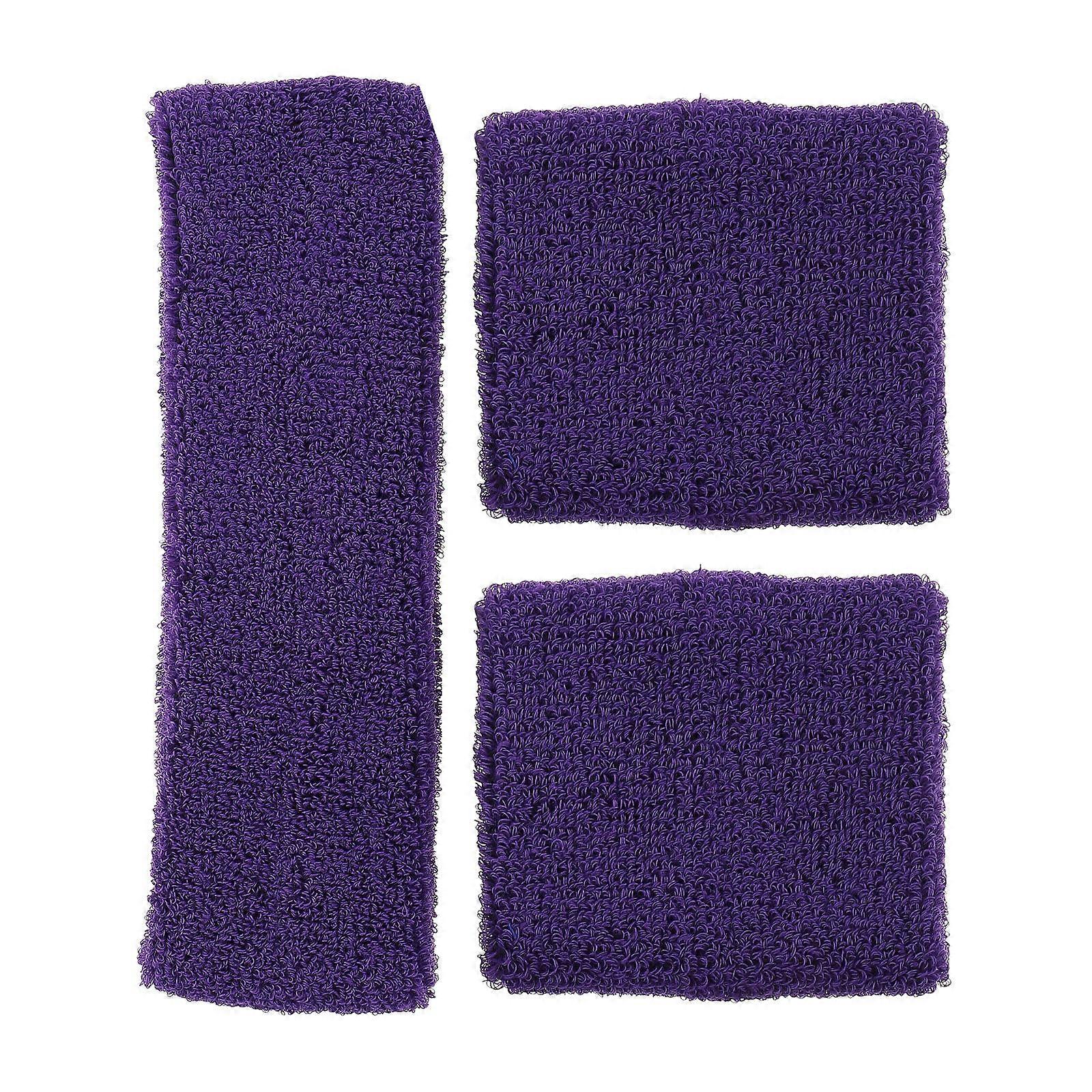 Purple Comfortable Hairband And Sports Wristbands Set For Volleyball And Set With Sweat-absorbing Feature