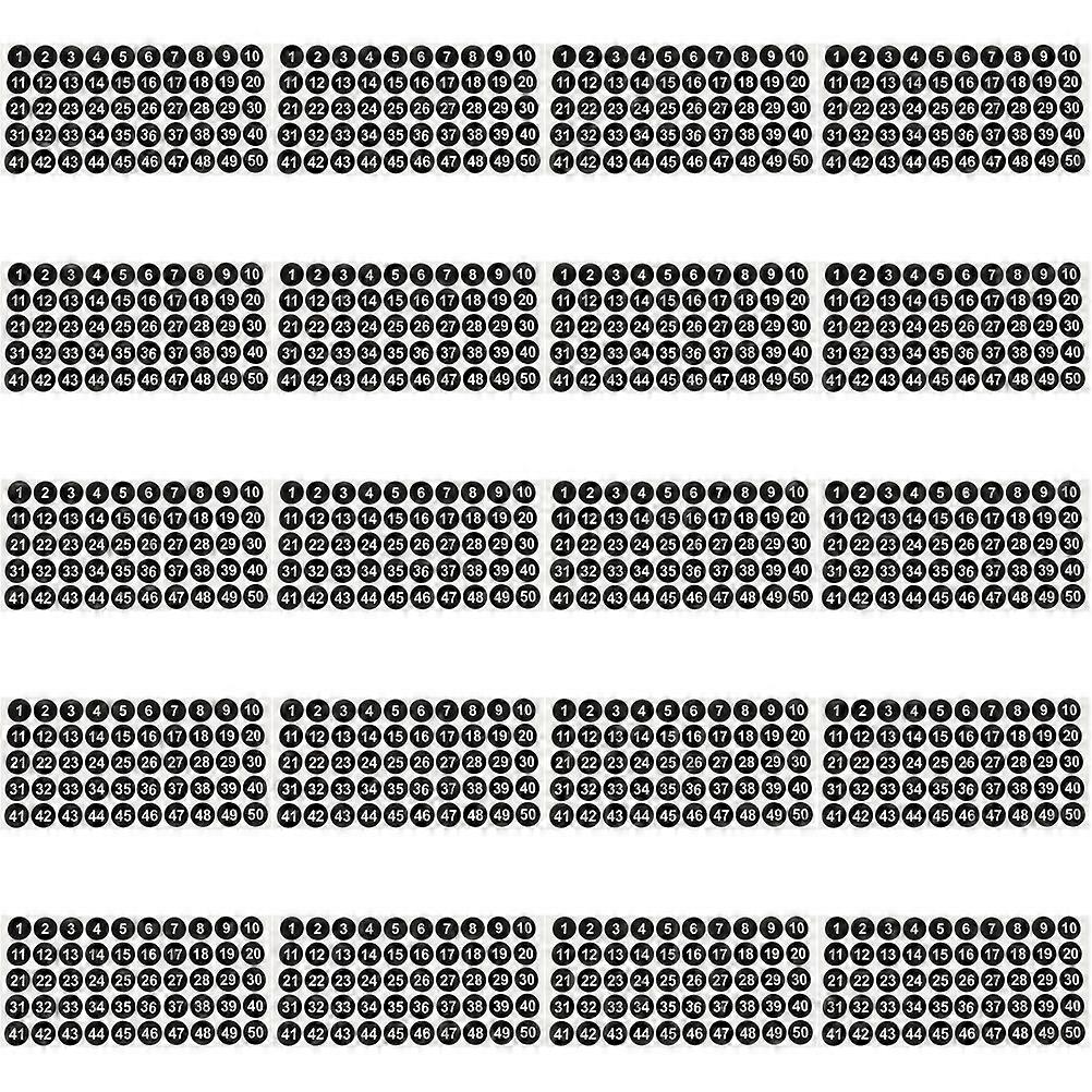 Self-Stick Number Labels Stickers For Flat Surfaces 2.54cm Diameter Identification 20 Sheets