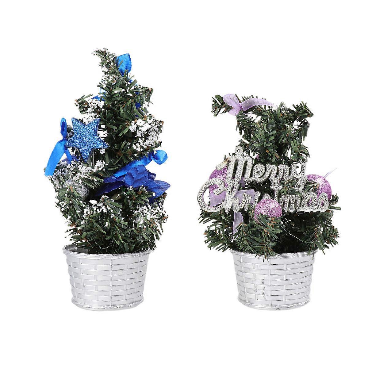 小さなクリスマスツリー2個の装飾ミニツリークリスマスパーティー新年パーティー屋内装飾20cm目を引くカラフルなデザインに最適