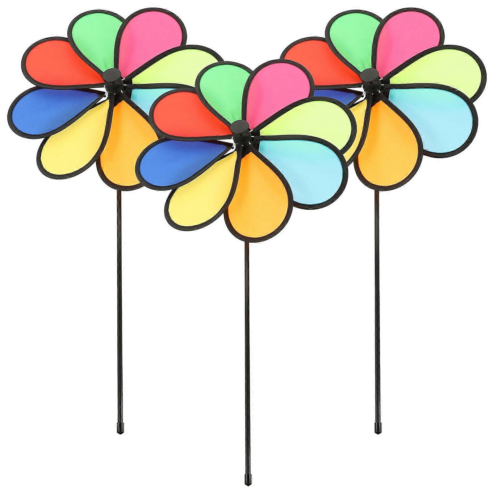 3Pcs Colorful Windmill Garden Ornament for Outdoors Adorable Courtyard Decor
