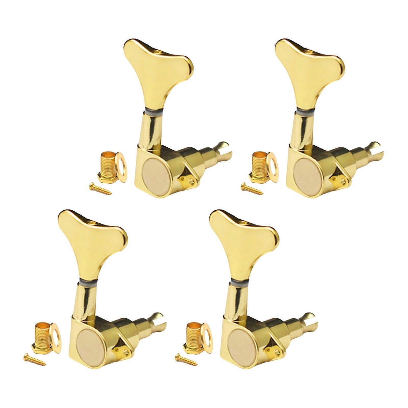 Sealed bass guitar tuning pegs in fishtail shape, for bass guitar, tuning pegs for precise bass string tuning, 4 righthand.