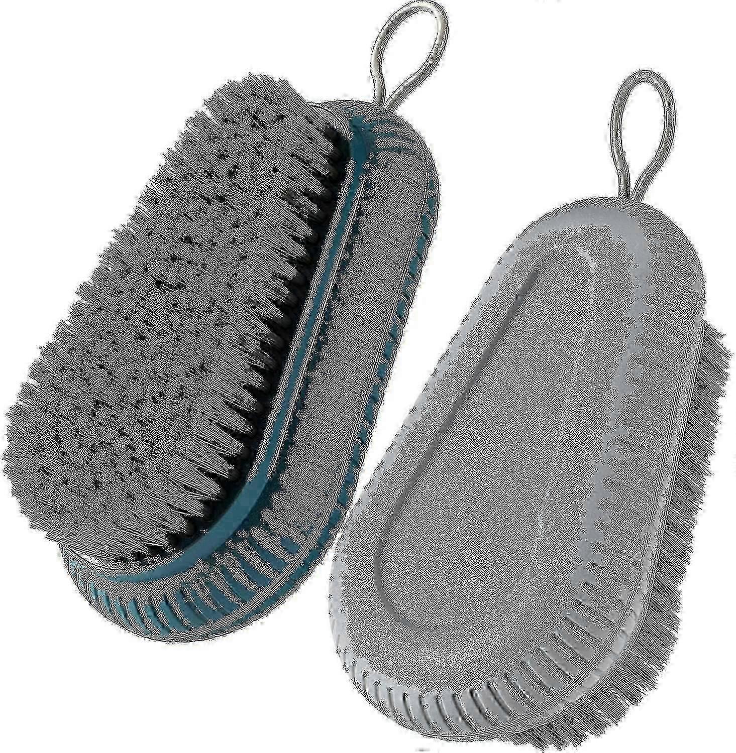 2 Heavy Duty Scrub Brushes for Laundry, Bathroom, Floors & More