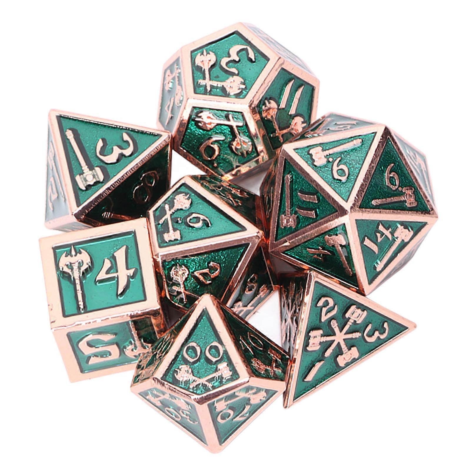 7-Piece Clear Green Polyhedral Dice Set for RPGs and Board Games - Glossy & Odorless