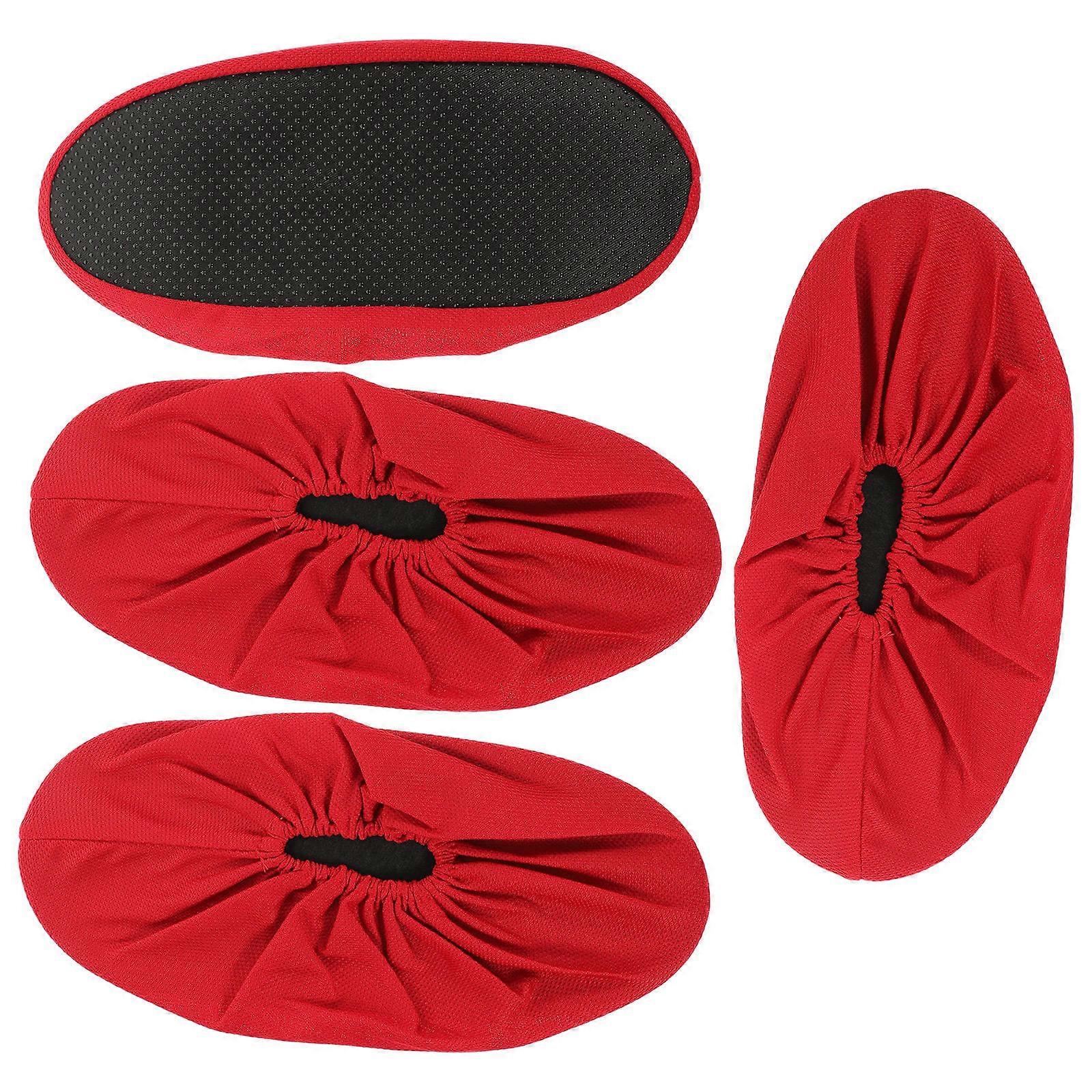 Anti-Skid Shoe Covers 2 Pairs Portable Red Waterproof Protection For Shoe Ideal For Rainy Days Hiking