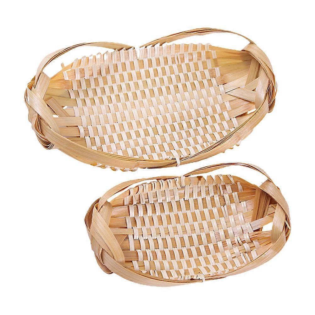 Bamboo Storage Basket Set Of Two With Rustic Look Suitable For Fruits Snacks And Sundries Ideal For Home Decor