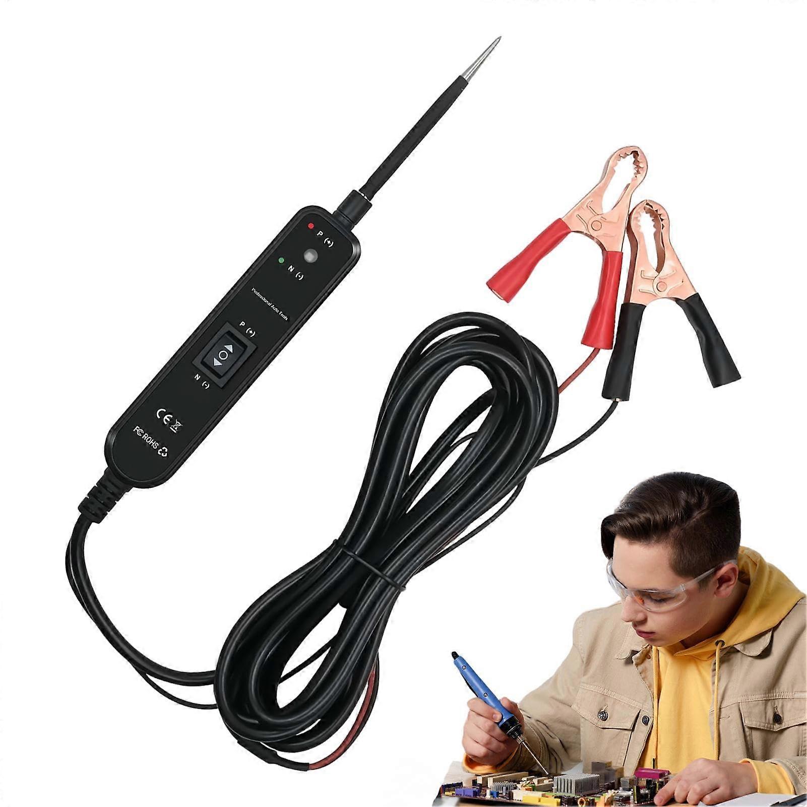 Voltage Tester Pen,Portable 6V24V Circuit Tester Pen Voltage Testing Device, Overload Protection Detection Tool for Check Lamps And Motors Black