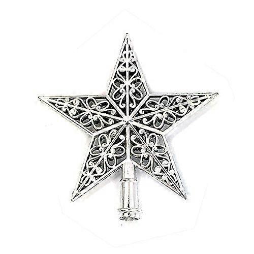 Silver Tree Topper Star with Snowflake Projector Lights for Christmas Decorations
