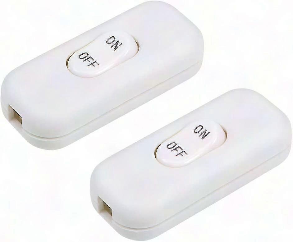 White Rocker Switch Cable Line On-Off 2Pcs
