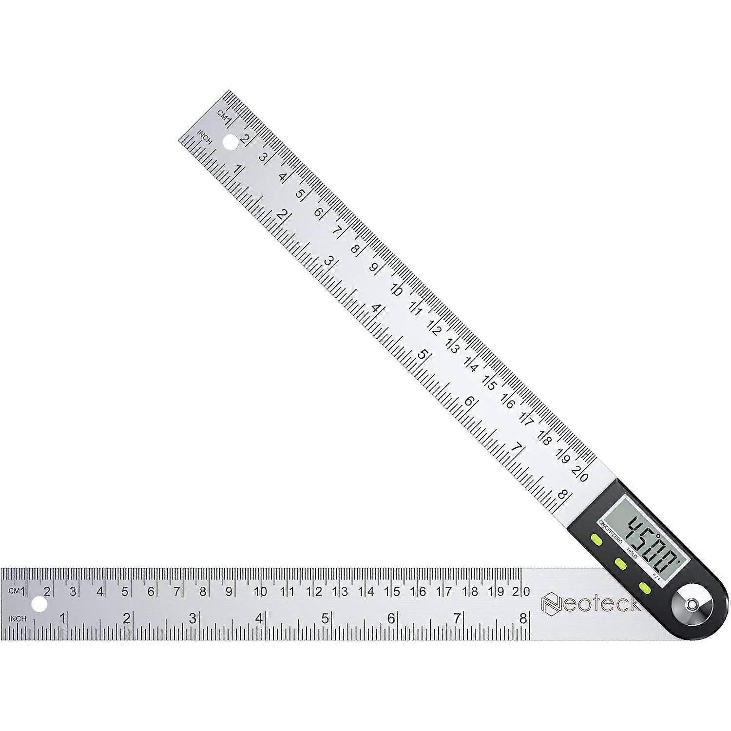 Angle Ruler with Digital Display Protractor Universal Angle Ruler with Digital Display 200mm Stainless Steel Woodworking Angle Ruler (Color: Silver)
