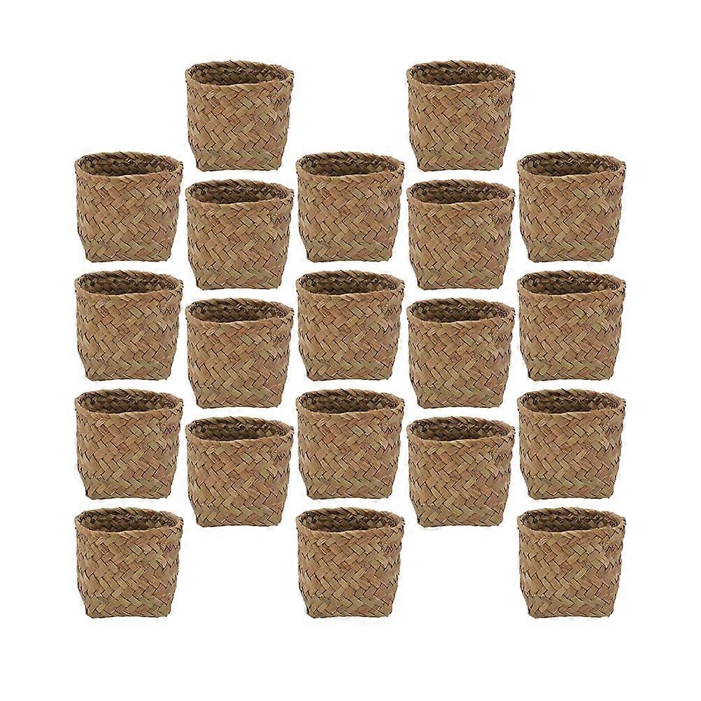 20 Pcs Natural Straw Woven Candy Boxes for Wedding Favors, Party Snacks, and Rustic Candy Storage