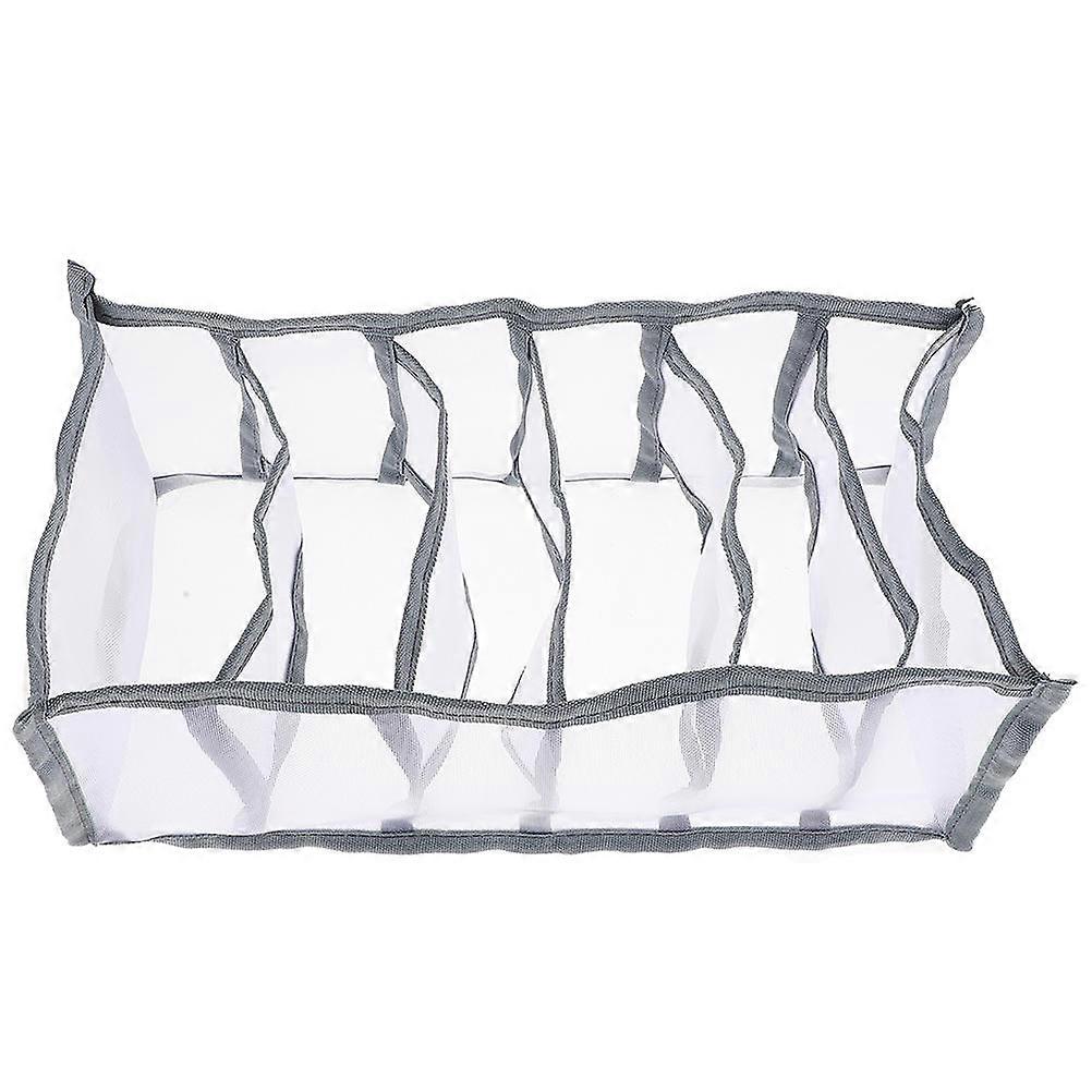 Multi-Grid Pants Organizer Gauze Grey Foldable Household Closet Storage Clothes Box