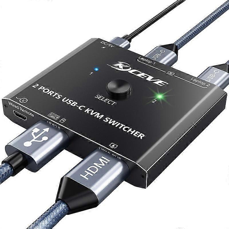 KCEVE KC-C201H 2 Type-C Input 1 Output KVM Switch KC-C201H