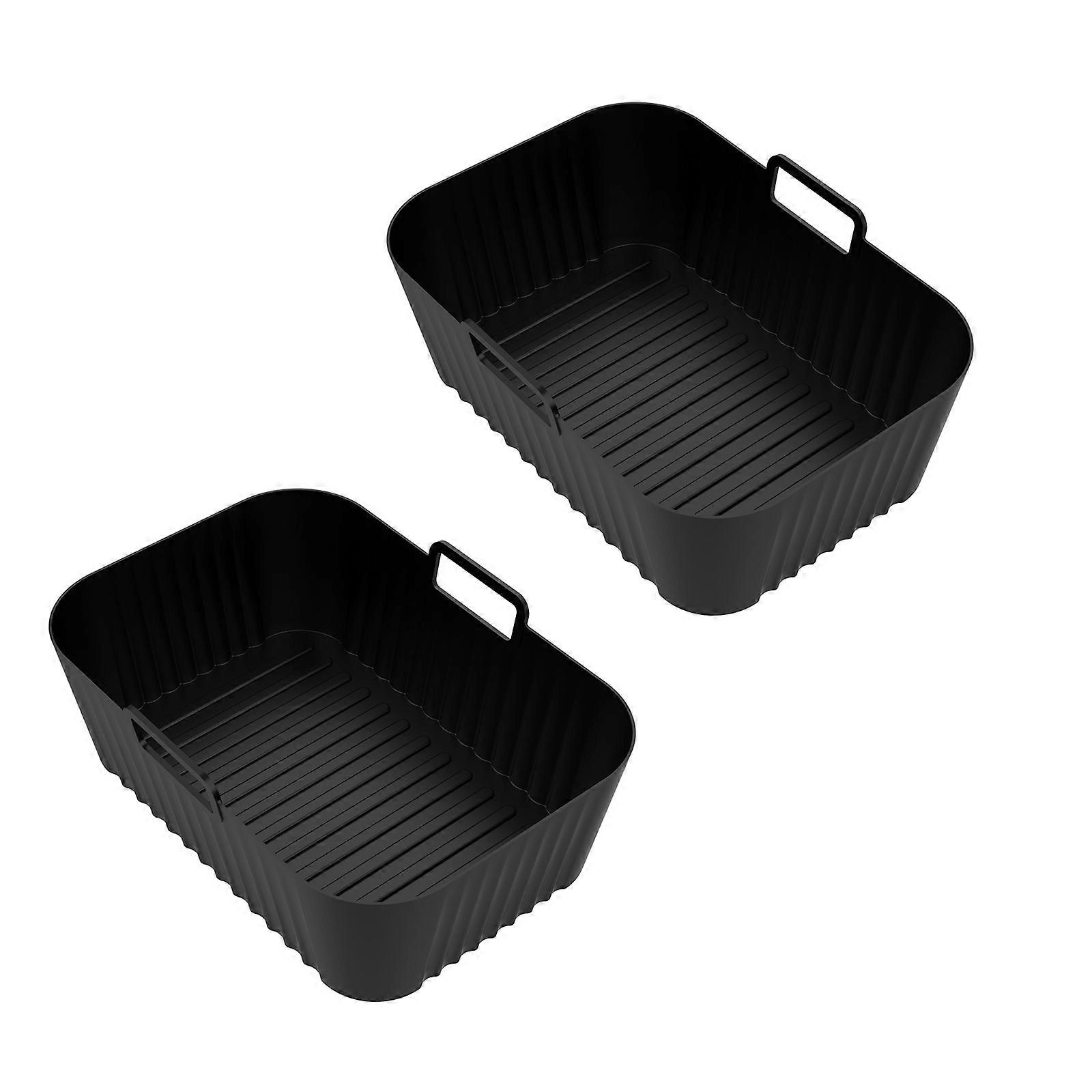 Pack of 2 Rectangular Shape Nonstick Air Fryers Pads Baking Tray Cooking Liners Silicone Baskets for Air Frying Machine Multicolor