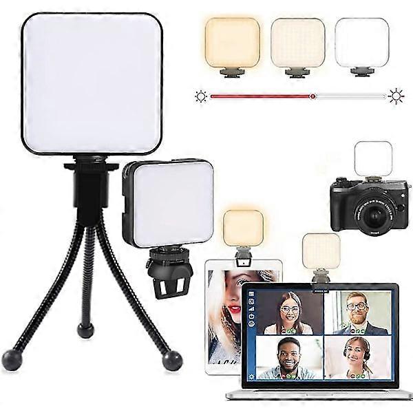 Lampe de vidéoconférence, lampe annulaire, ordinateur portable, lampe de caméra à intensité variable avec support et clip selfie, réunion Zoom