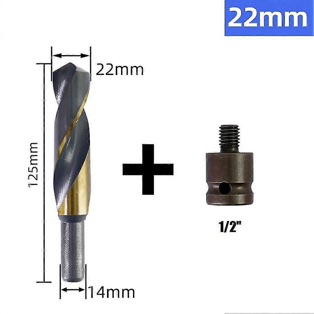 14mm Shank Twist Drill Bit with Adapter HSS Drill Bit Drilling for Cobalt Metal Plastics PVC Hole Making Tool 14mm-25mm~13417