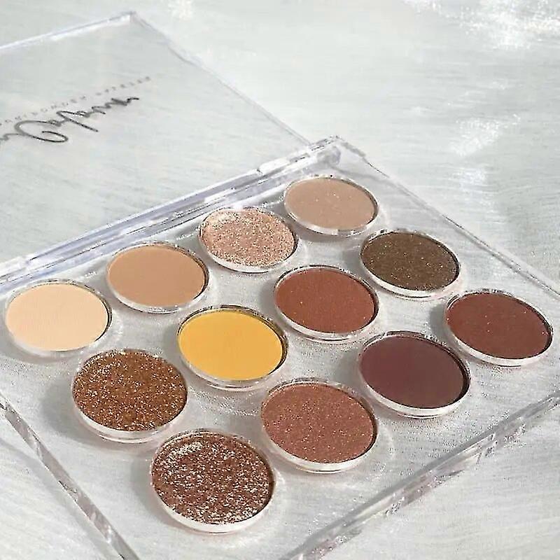 12 Colors Eye Shadow Palette Earth Color Shimmer Matte Easy To Color Eye Shadow Waterproof Long Lasting Eye Shadow Makeup TSLM1~15492