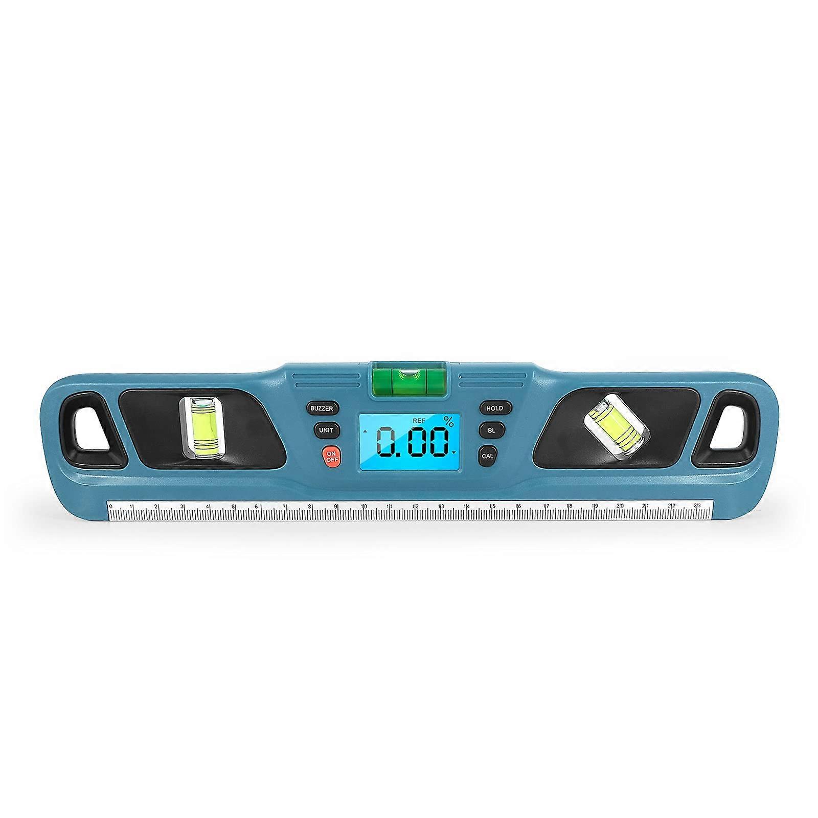 Hanzete Digital Protractor Stainless Steel LCD Display Angle Gauge Absolute And Relative Angles Data Hold Blue