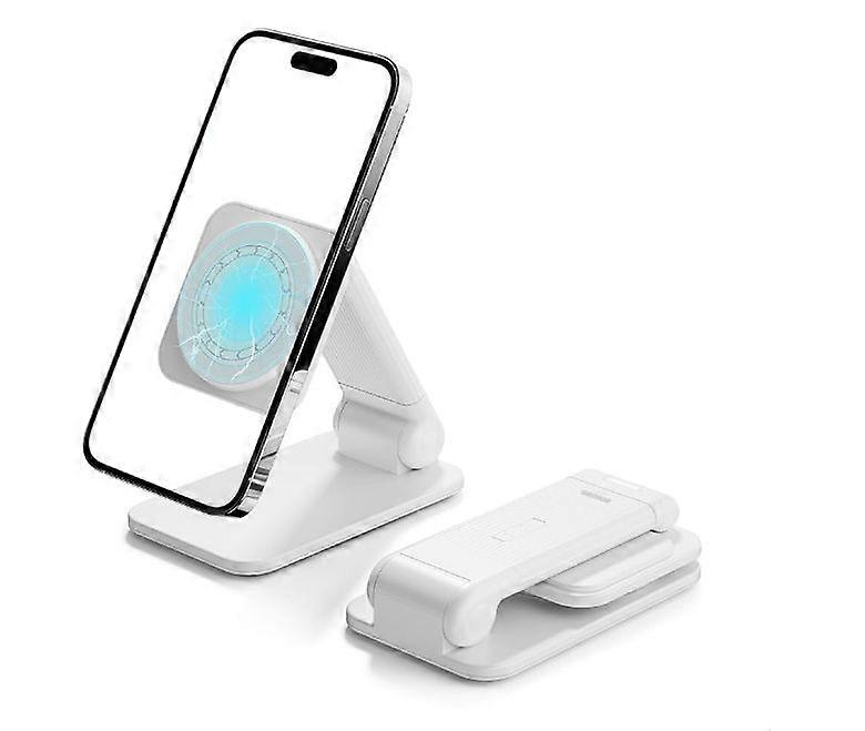 Foldable Magnetic iPhone Stand for Desk, Height Adjustable Hands-Free Magnetic Phone Holder Stand, Compatible with iPhone 15 14 13 12 Series(White)