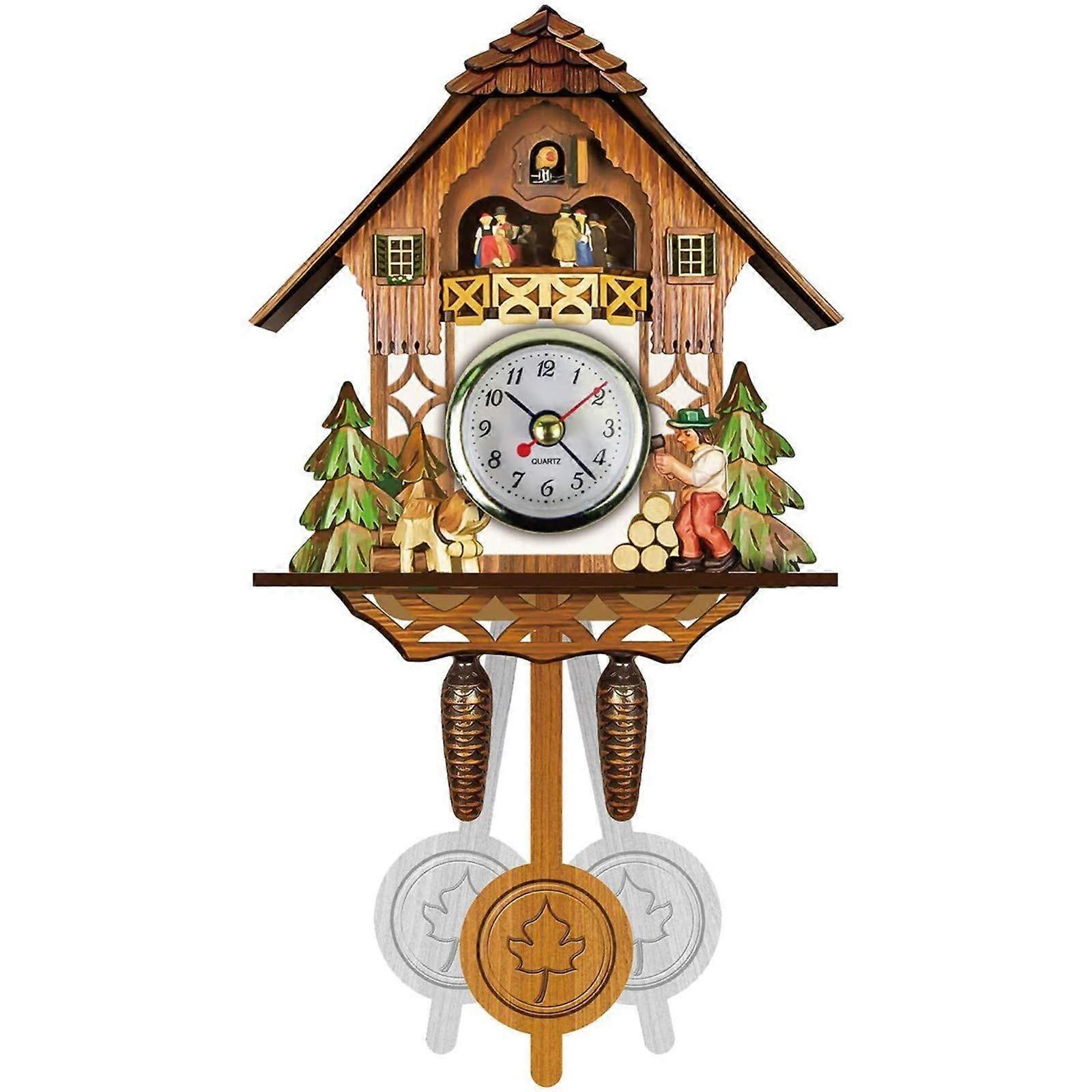 3D Mini Cuckoo Clock Wooden Cuckoo Wall Clock 14x6x26 cm Retro Nordic Style Vintage Bird Clock For Home Decoration