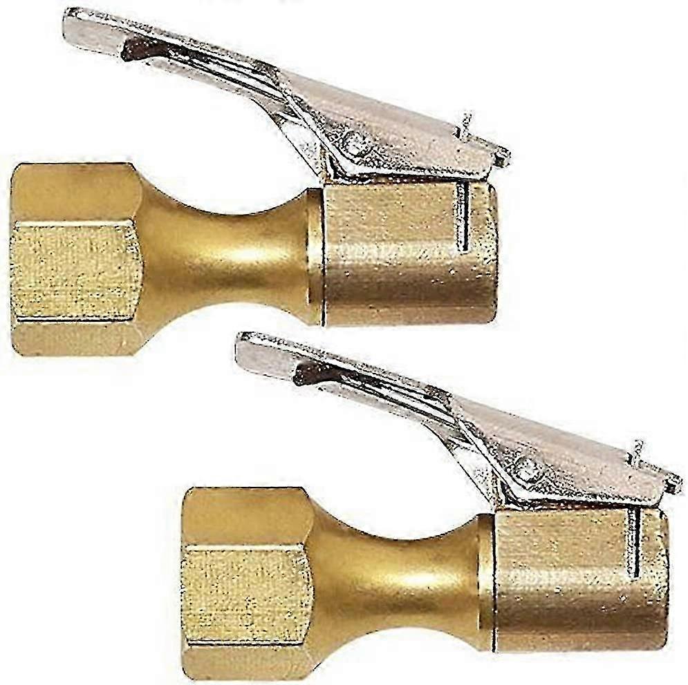 Tire Chuck Open Airflow Straight Locking Chuck With Clamp For Tire Inflator (gold) (2pcs)