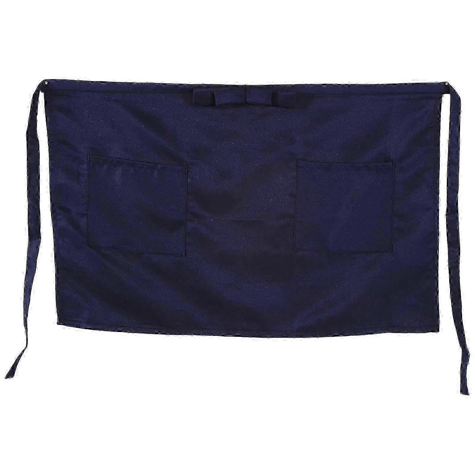 2025 Short Half Waist Bow Apron Pocket Chef Bistro Waitress Cafe Bar Pub Waiter Navy Blue