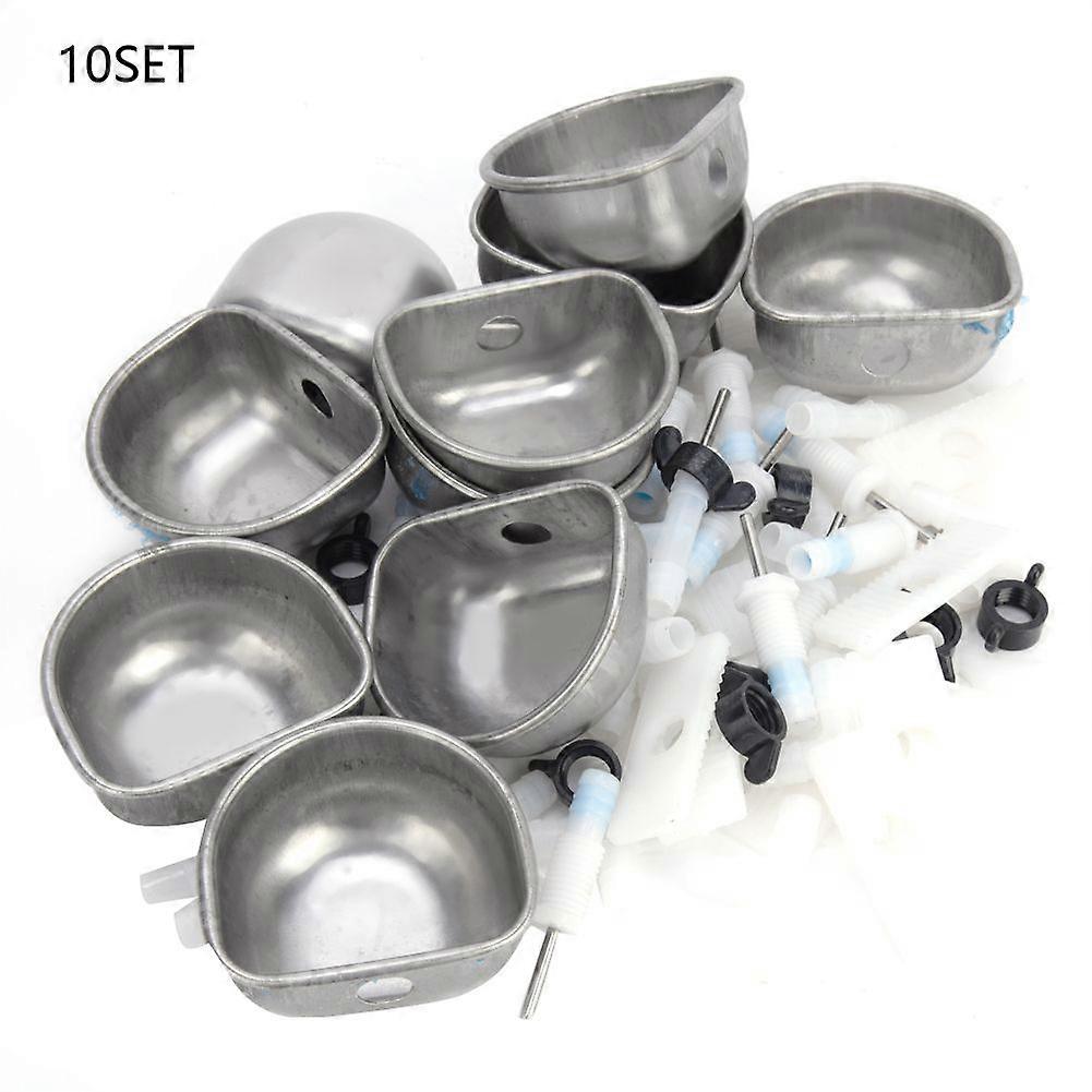 10 Sets Stainless Steel Rabbit Drinker Drinking Water Bowl Feeding Accessories for Marten FoxSplit Tee Connector