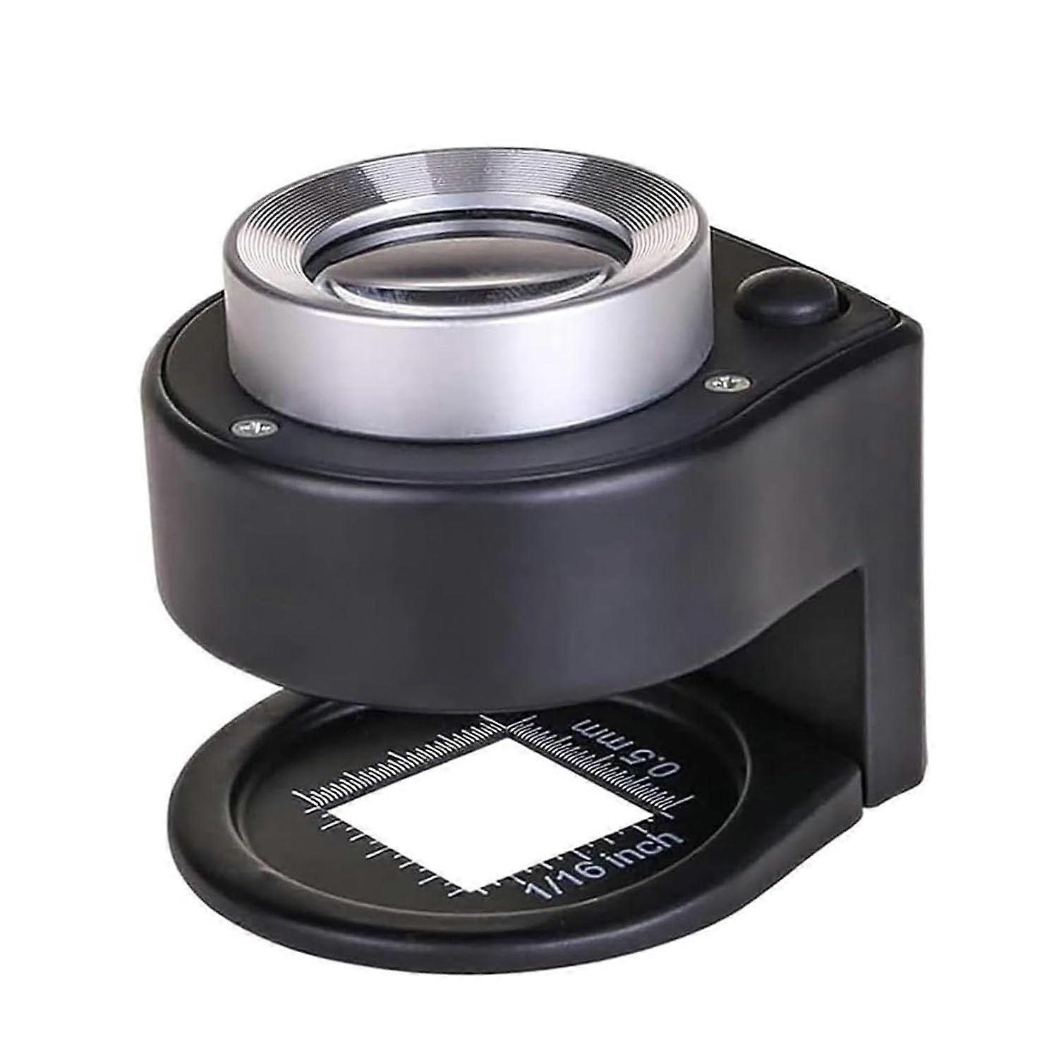30X Metal Magnifier USB Rechargeable Portable Fabric Magnifier With Scale, 6 LED Lights UV, Zinc Alloy For Textile