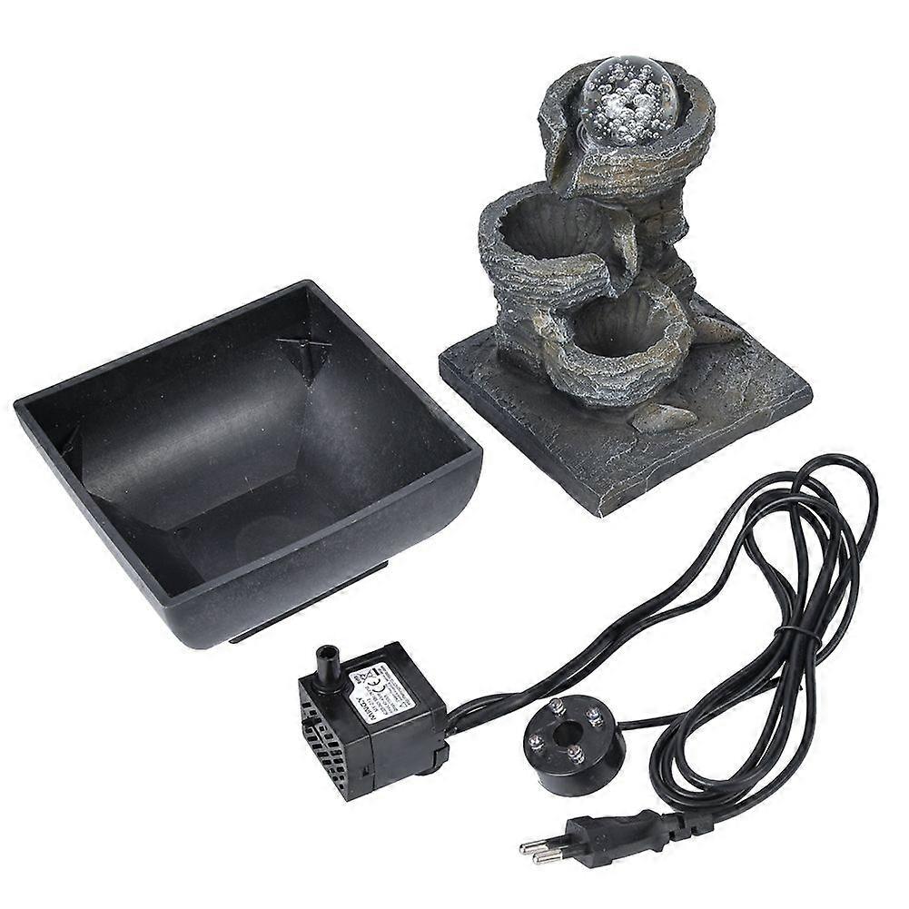 Elegant Resin Desktop Fountain Decoration Home Tabletop Landscape Ornament with Light BallEU Plug 220V