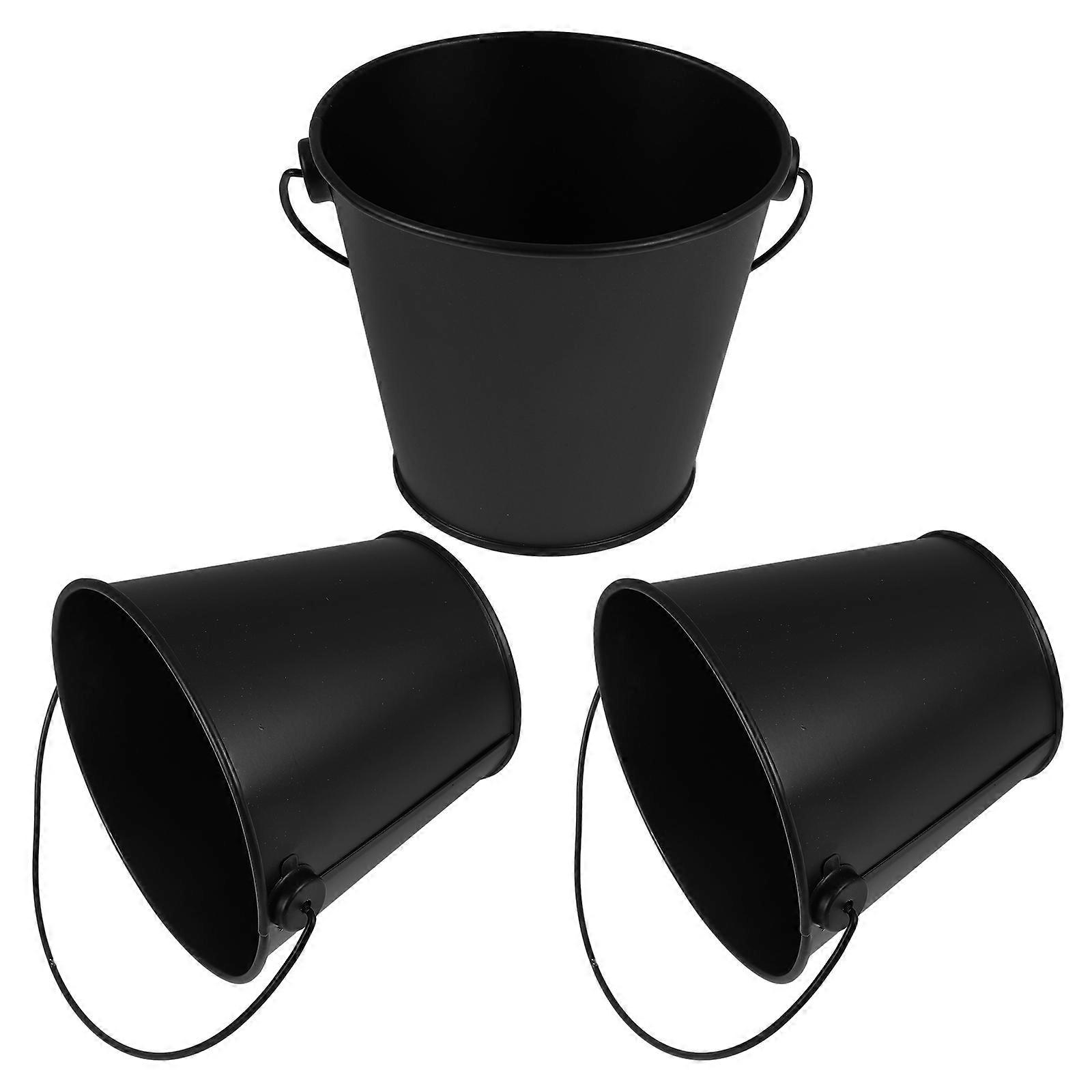 Drip Grease Bucket 3Pcs for Cooking Black Tinplate Grease Management