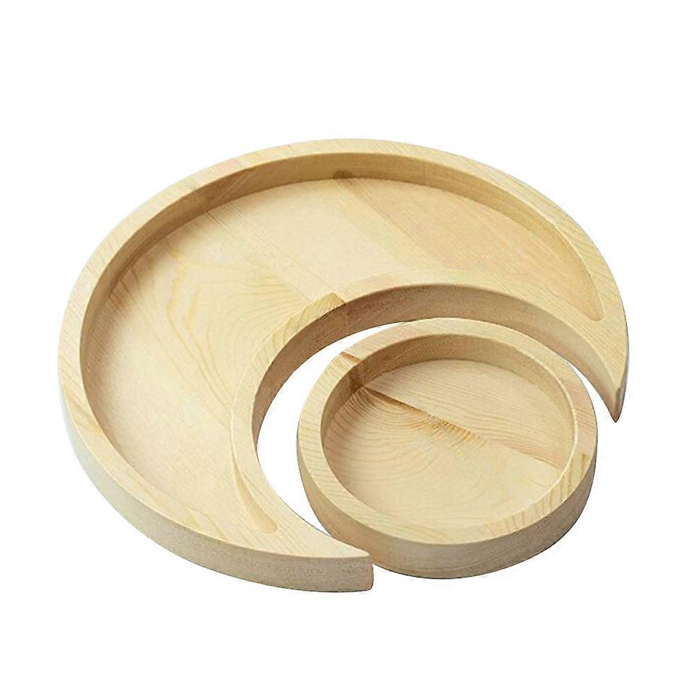 Wooden Display Tray Moon Tray for Storage Use 2Sets Crystal Holder