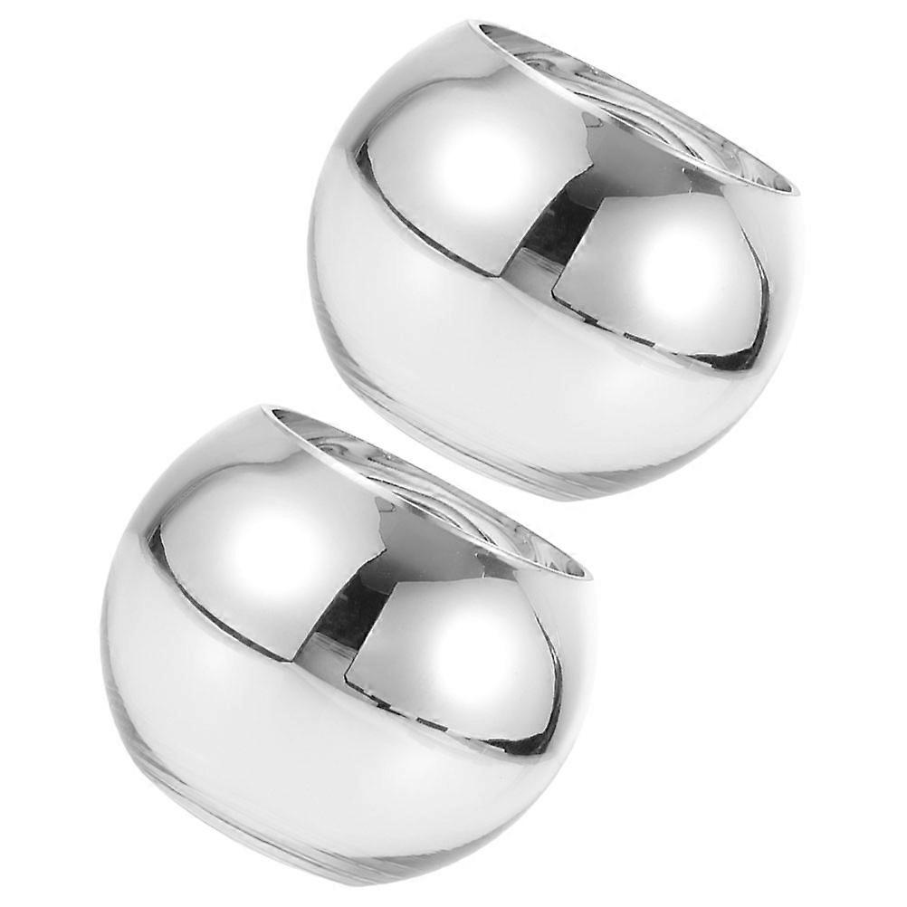 Silver Glass Flower Vase Round Shape for Storage Use 2Pcs Pack