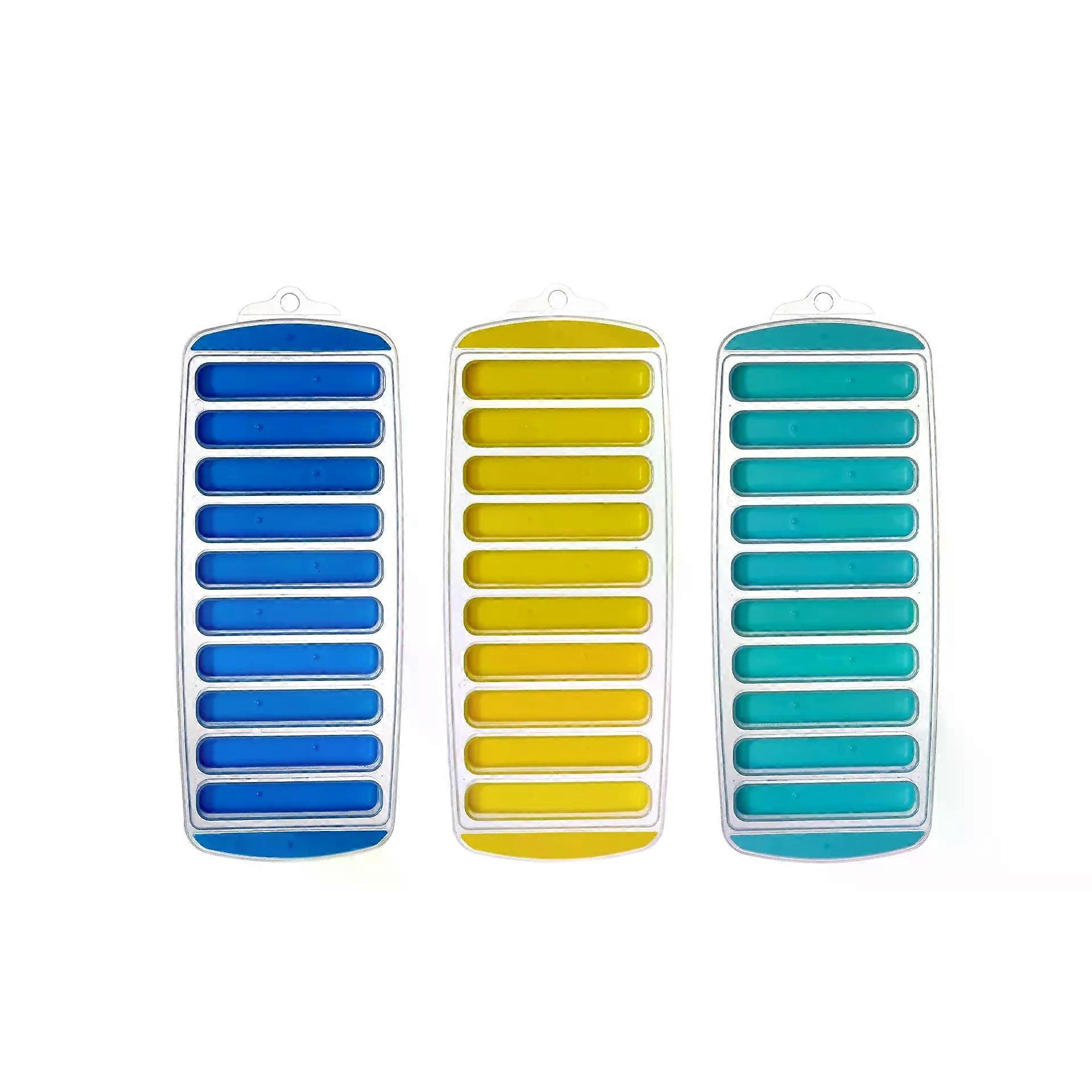 3Pcs 10 Cavity Rectangular Silicone Ice Cube Mould Reusable Silicone Ice Cube Mold for Kitchen Bar Tools Creative Long Ice Cube