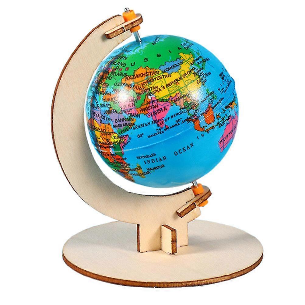 Kids Wooden Science Globe for Classroom Teaching 3Pcs Educational DIY Globe