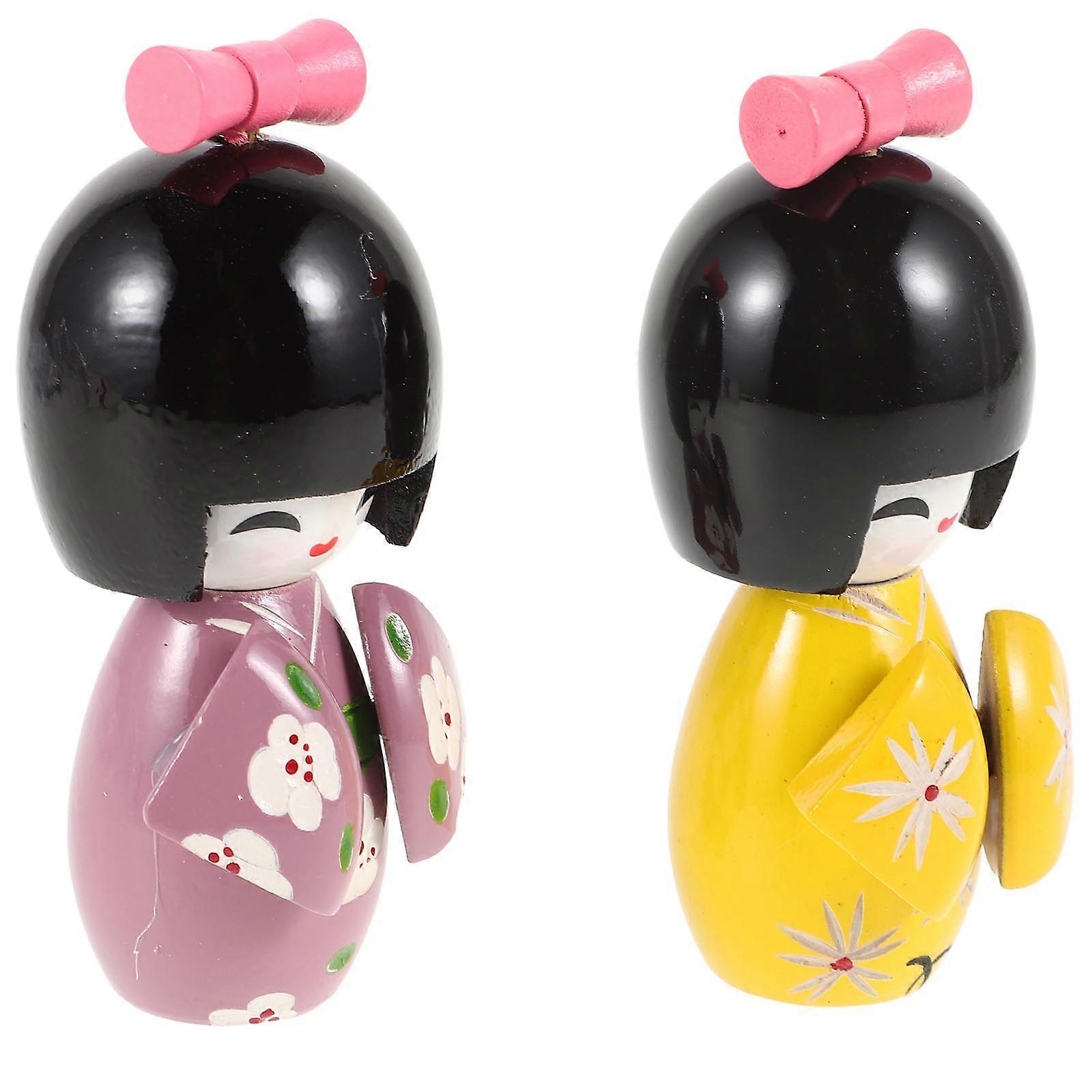 Japanese Kimono Dolls Wood Craft for Decoration 8Pcs with Assorted Colors