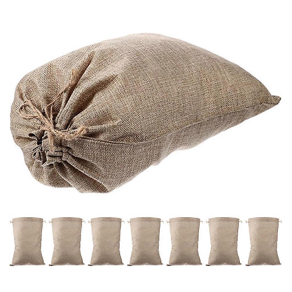 24Pcs Drawstring Burlap Bags for Vegetable Storage Reusable Khaki Bags