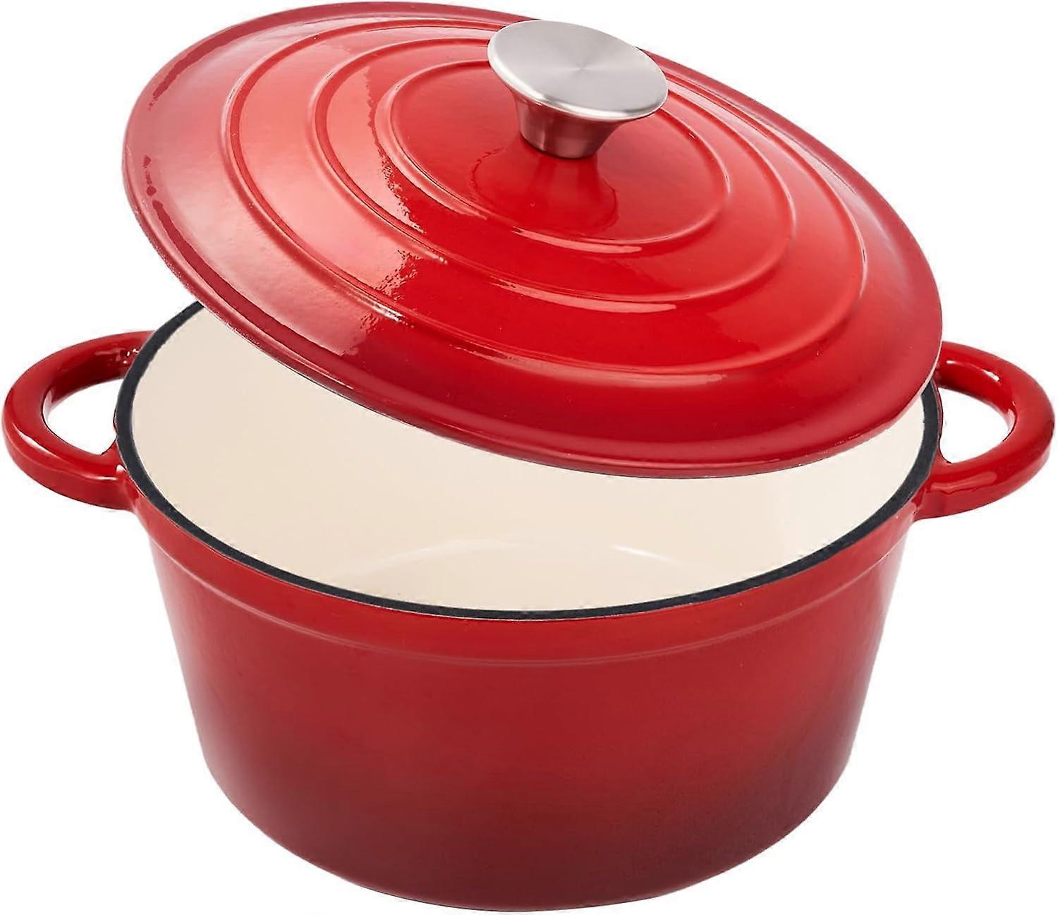 4.5 Qt Enameled Cast Iron Dutch Oven with Lid, Dual Handles, Pre-Seasoned, Oven Safe to 500°F, Non-Stick, All Cooktops, Blue