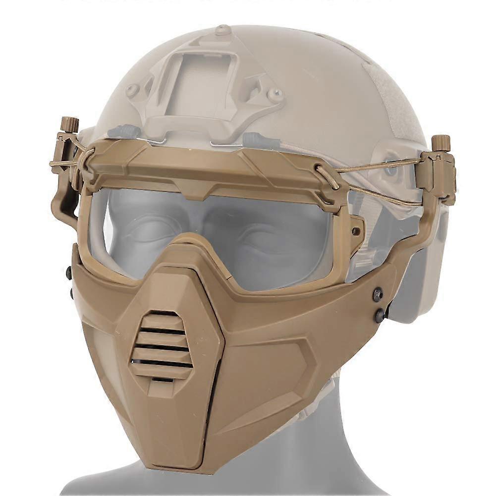 Airsoft Paintball Half Face Protection Goggles Tan FAST Helmet Compatible Hunting Glasses Set