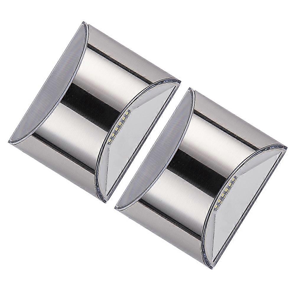 4 Pcs Solar Powered Landscape Light Wall Mountable Outdoor Lighting For Yard Pathway Silver