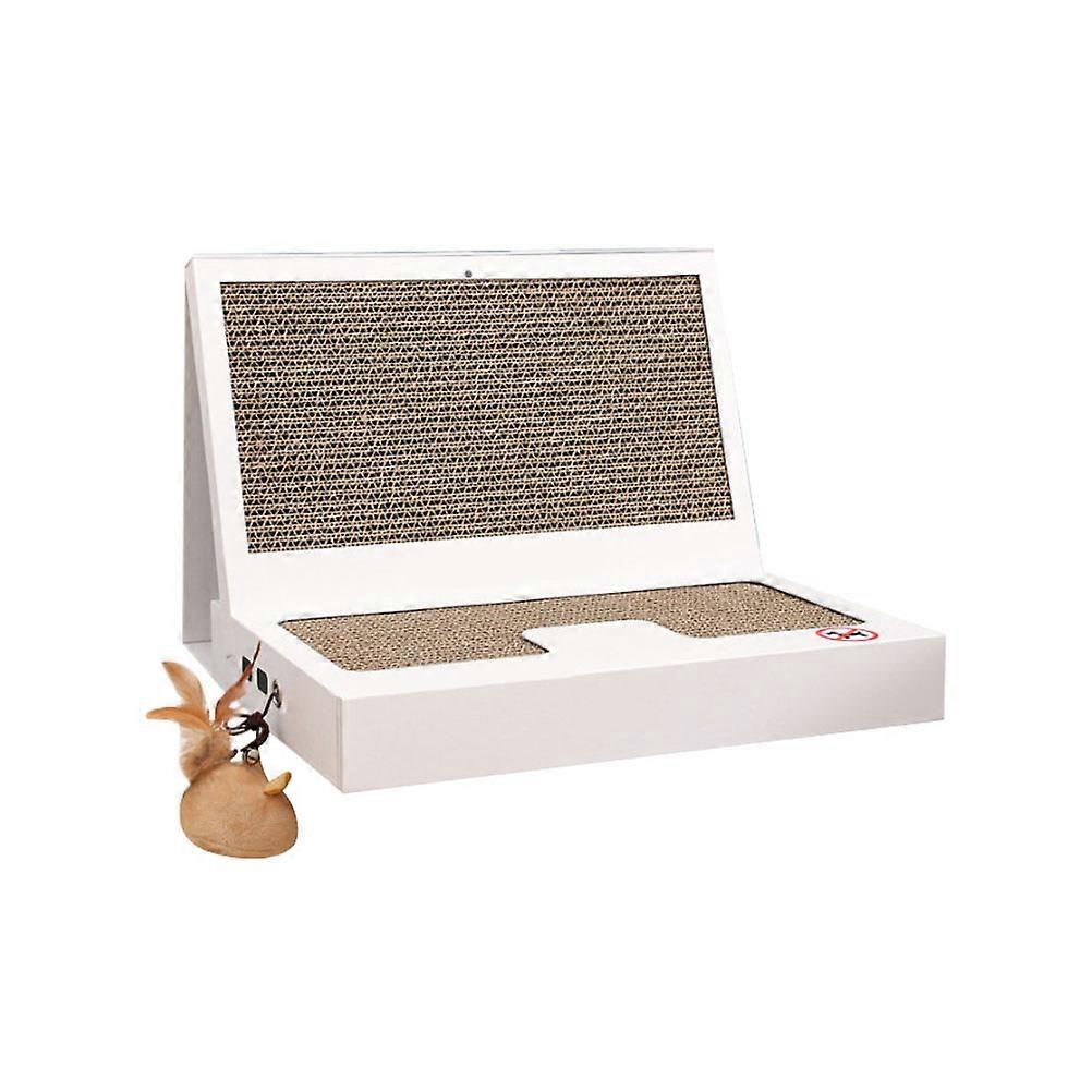 Portable Cat Scratch Toy Laptop Shaped for Pet Use 2Sets White
