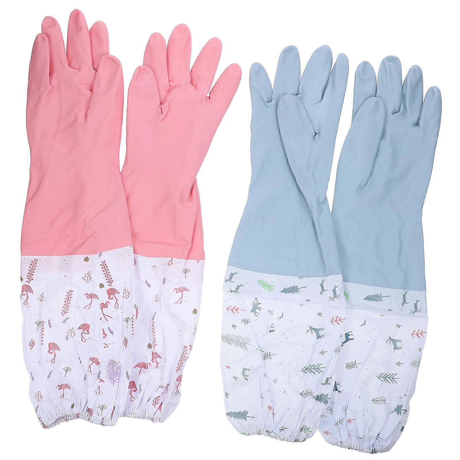 Waterproof Work Gloves Kitchen Gloves Gardening Soft Protective Rubber 2 Pair