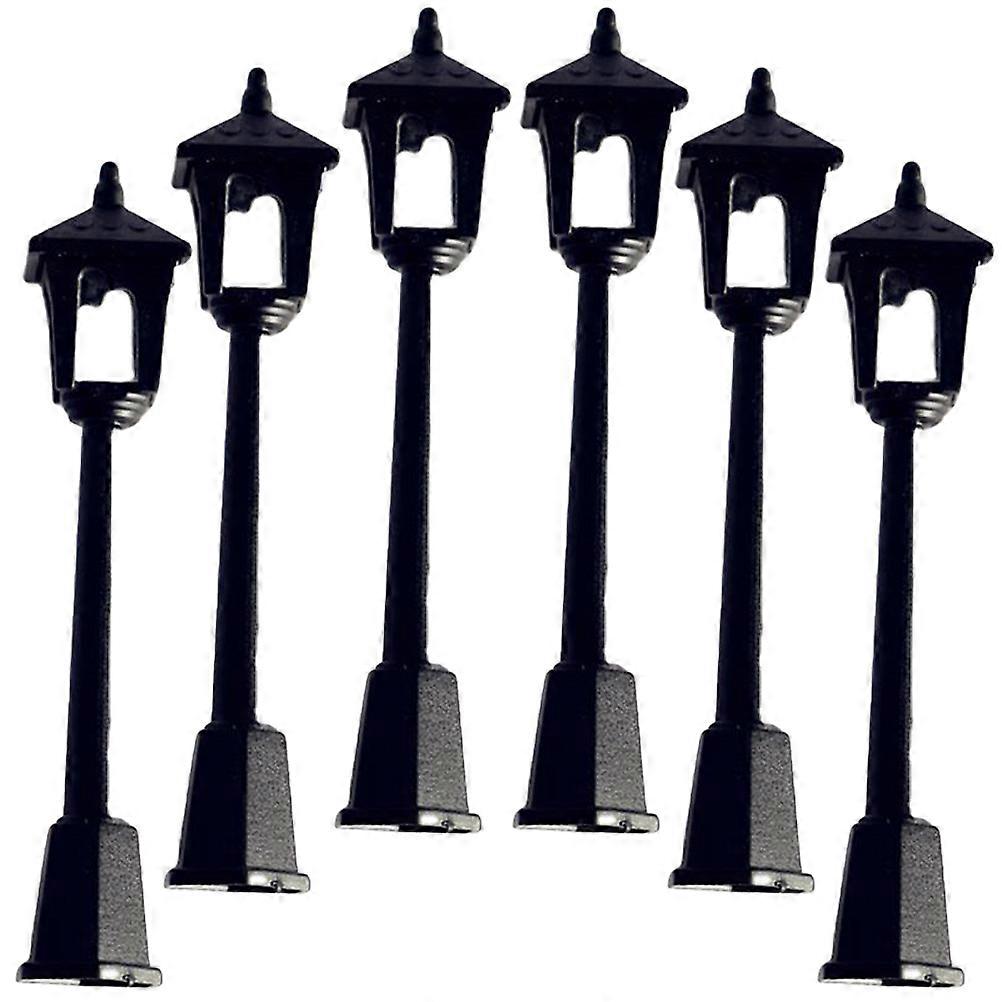 Mini Village Building Light Micro Landscape Lighting Kit Suitable for Diy Projects Black Plastic Ornament 6Pcs