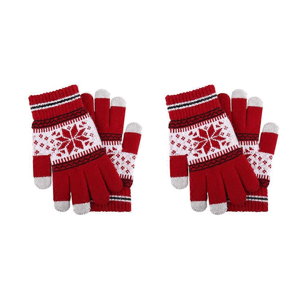 Anti Slip Gloves Screen Touch Gloves for Warm Keep 6Pairs Red