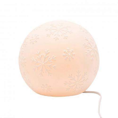 White Porcelain Ball Lamp with Snowflake Design